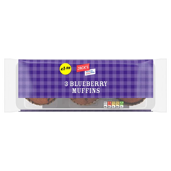 Jack's 3 Blueberry Muffins 275g (6 x 3pk)