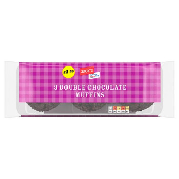 Jack's 3 Double Chocolate Muffins 275g (6 x 3pk) Jack's 3 Double Chocolate Muffins 275g (6 x 3pk)