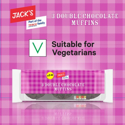 Jack's 3 Double Chocolate Muffins 275g (6 x 3pk)