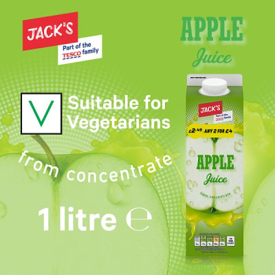 Jack's Apple Juice from Concentrate 1 Litre (6 x 1ltr)