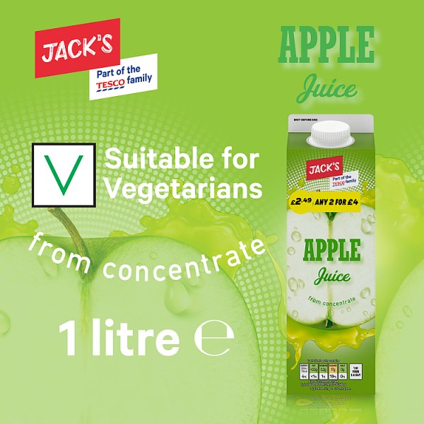 Jack's Apple Juice from Concentrate 1 Litre (6 x 1ltr)