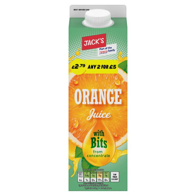 Jack's Orange Juice with Bits 1 Litre (6 x 1ltr)