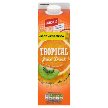 Jack's Tropical Juice Drink from Concentrate 1 Litre (6 x 1ltr) Jack's Tropical Juice Drink from Concentrate 1 Litre (6 x 1ltr)