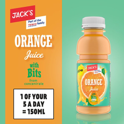 Jack's Orange Juice with Bits 300ml (8 x 300ml)