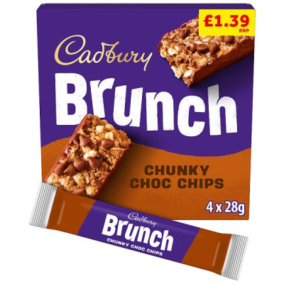 Cadbury Brunch Oats Chocolate Chip Cereal Bars 4 Pack Multipack 112g  (4 x 28g) (8 x 112g)