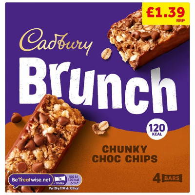 Cadbury Brunch Oats Chocolate Chip Cereal Bars 4 Pack Multipack 112g  (4 x 28g) (8 x 112g)