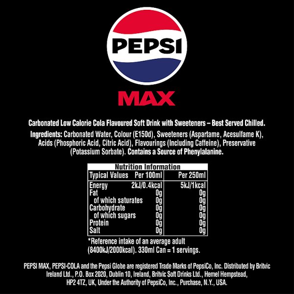 Pepsi Max Cola Bottle PMP 500ml  (12 x 500ml)