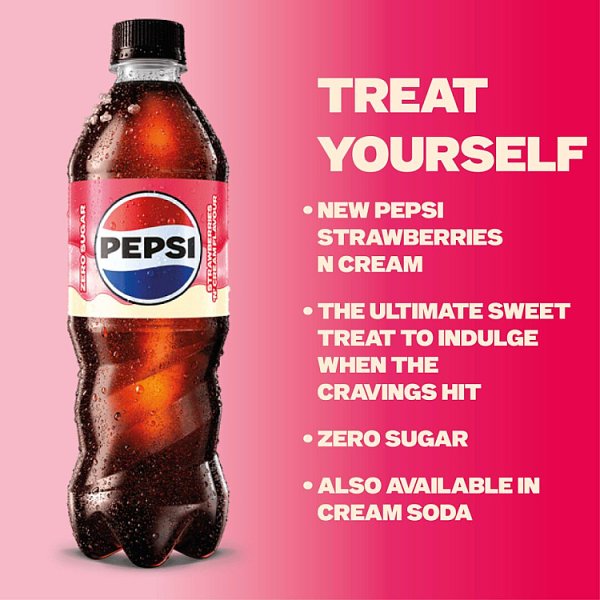 Pepsi Strawberries 'N' Cream Flavour Bottle PMP 500ml (12 x 500ml)