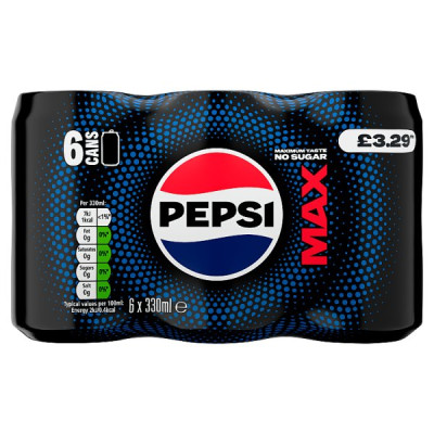 Pepsi Max PMP 330ml Cans x 6 (4 x 6x330ml)