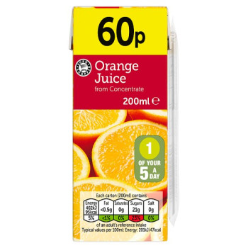 Euro Shopper Orange Juice from Concentrate 200ml (24 x 200ml)