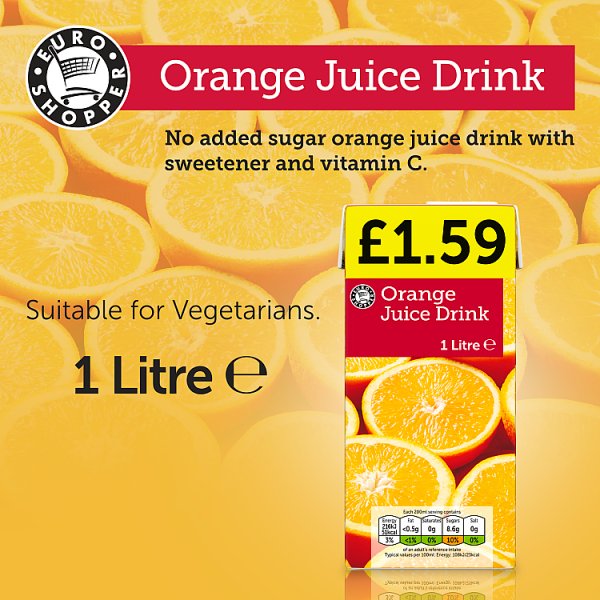 Euro Shopper Orange Juice Drink 1 Litre (12 x 1ltr)