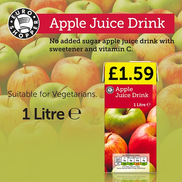 Euro Shopper Apple Juice Drink 1 Litre (12 x 1ltr)