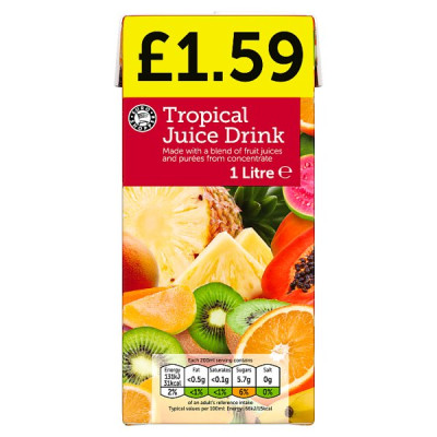 Euro Shopper Tropical Juice Drink 1 Litre (12 x 1ltr)