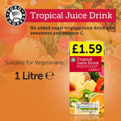Euro Shopper Tropical Juice Drink 1 Litre (12 x 1ltr)