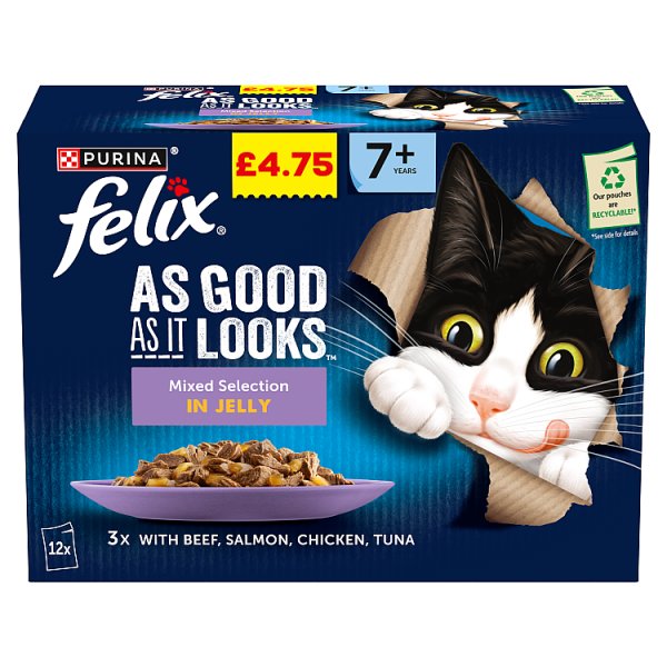 FELIX As Good As it Looks Senior 7+ Mixed Wet Cat Food 12x85g PMP (4 x 12x85g)