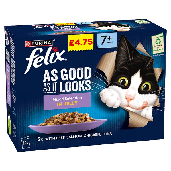 FELIX As Good As it Looks Senior 7+ Mixed Wet Cat Food 12x85g PMP (4 x 12x85g)