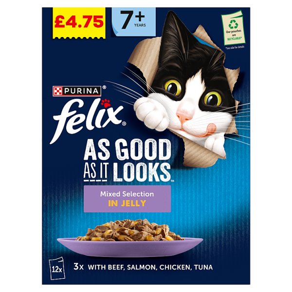 FELIX As Good As it Looks Senior 7+ Mixed Wet Cat Food 12x85g PMP (4 x 12x85g)