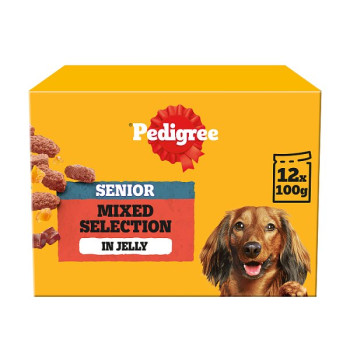 PEDIGREE® Senior Wet Dog Food Mixed Selection In Jelly 12 x 100g Pouch (4 x 12x100g)