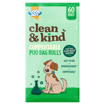 Good Boy 60 Clean & Kind Compostable Poo Bag Rolls (12 x 3pk)