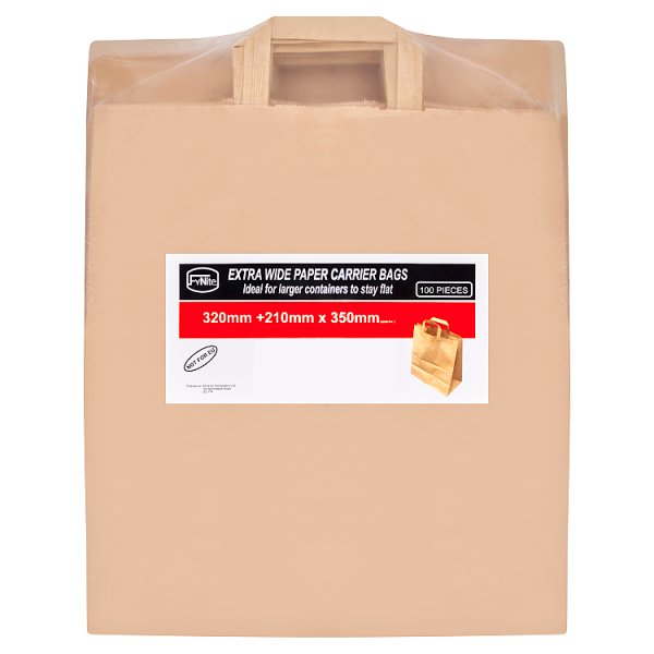 FyNite 100 Extra Wide Paper Carrier Bags Pieces (1 x 100s)