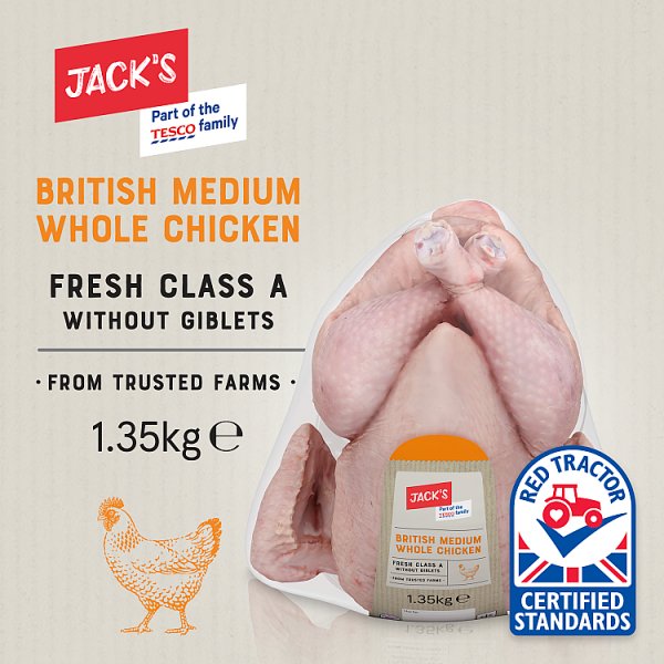 Jack's British Medium Whole Chicken 1.35kg (4 x 1.35kg) Jack's British Medium Whole Chicken 1.35kg (4 x 1.35kg)