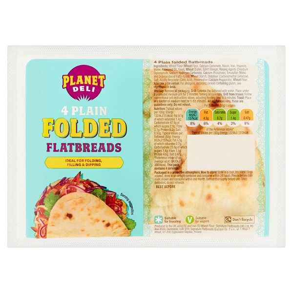 Planet Deli 4 Folded Flatbreads (6 x 200g)