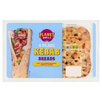 Planet Deli 4 Plain Kebab Breads 400g (1 x 400g)