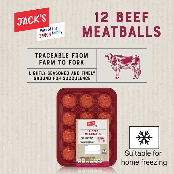 Jack's 12 Beef Meatballs 336g (4 x 336g)