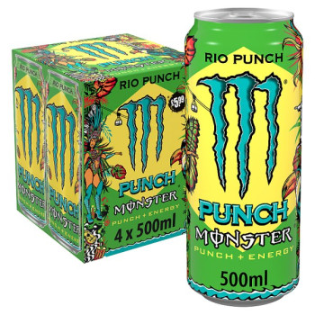 Monster Energy Drink Rio Punch 4 x 500ml Cans (6 x 4x500ml)
