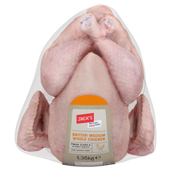 Jack's British Medium Whole Chicken 1.35kg (1 x 1.35kg)