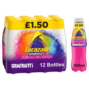 Lucozade Energy Zero Sugar Drink Grafruitti 500ml (12 x 500ml)