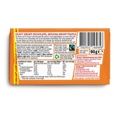 Tony's Chocolonely Milk Caramel Sea Salt 90g (21 x 90g)