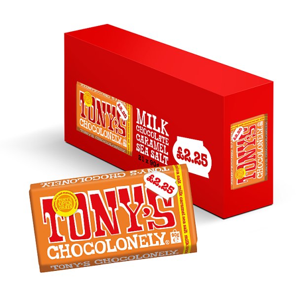 Tony's Chocolonely Milk Caramel Sea Salt 90g (21 x 90g)