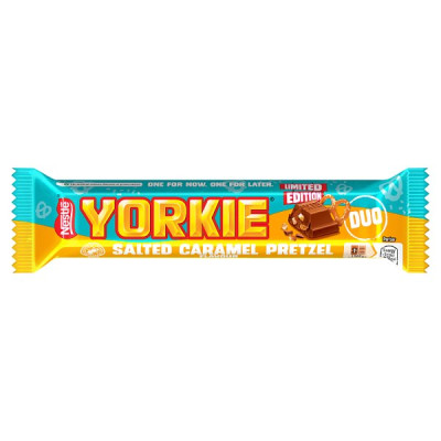 Yorkie Salted Caramel Pretzel Milk Chocolate DUO Bar 66g (24 x 66g)