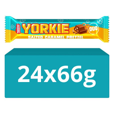 Yorkie Salted Caramel Pretzel Milk Chocolate DUO Bar 66g (24 x 66g)