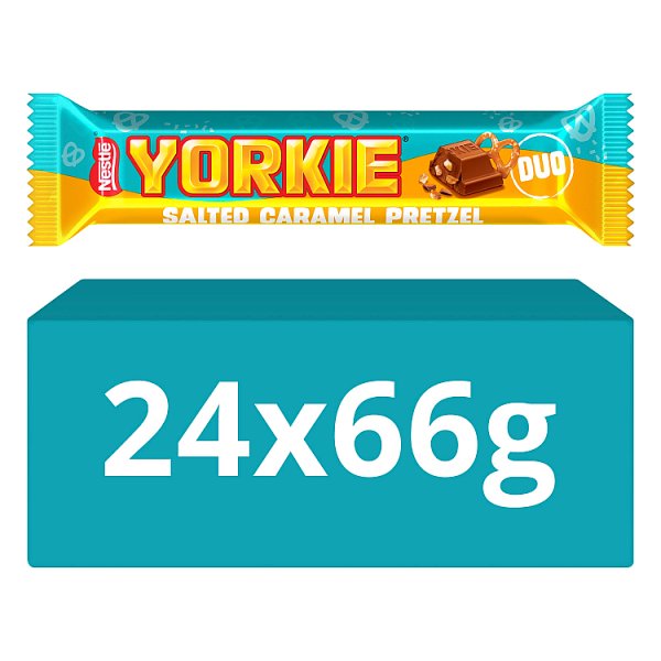 Yorkie Salted Caramel Pretzel Milk Chocolate DUO Bar 66g (24 x 66g)