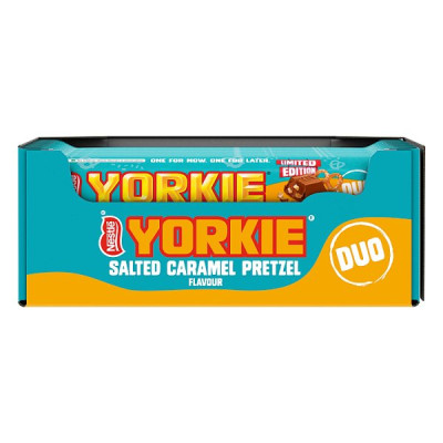 Yorkie Salted Caramel Pretzel Milk Chocolate DUO Bar 66g (24 x 66g)
