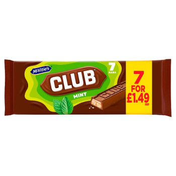 McVitie's Club Mint Bars 7 x 22g (154g) (12 x 7pk)