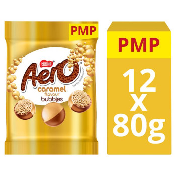 Aero Bubbles Caramel Flavour Chocolate Sharing Bag 80g (12 x 80g) Aero Bubbles Caramel Flavour Chocolate Sharing Bag 80g (12 x 80g)
