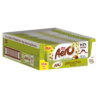 Aero Pistachio Flavour Milk Chocolate Sharing Bar 90g (15 x 90g)