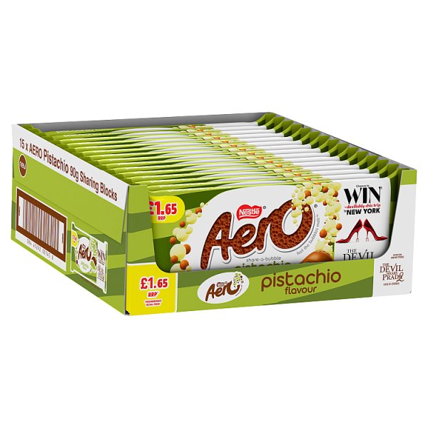 Aero Pistachio Flavour Milk Chocolate Sharing Bar 90g (15 x 90g)