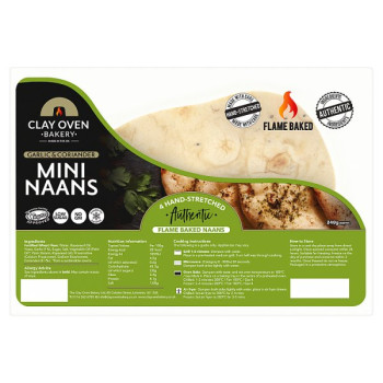 Clay Oven Bakery Garlic & Coriander Mini Naans 240g (7 x 4pk) Clay Oven Bakery Garlic & Coriander Mini Naans 240g (7 x 4pk)