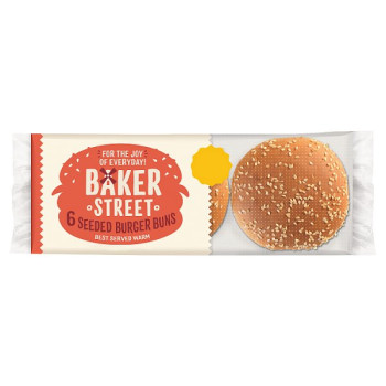 Baker Street 6 Pre-Sliced Seeded Burger Buns (1 x 6s)