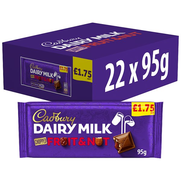 Cadbury Dairy Milk Fruit And Nut Chocolate 95g (22 x 95g)