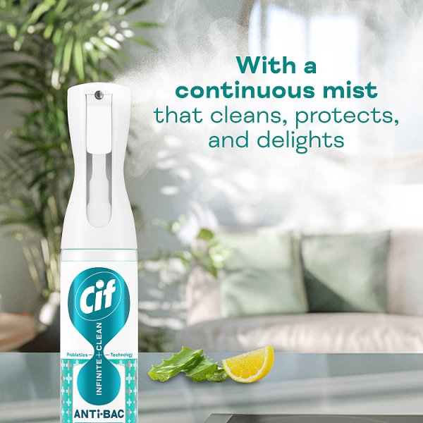 Cif Infinite Clean Lemon & Aloe Vera Anti-Bac Cleaner Spray 280 ml (6 x 280ml) Cif Infinite Clean Lemon & Aloe Vera Anti-Bac Cleaner Spray 280 ml (6 x 280ml)