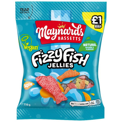 Maynards Bassetts Fizzy Fish Jelly 110g (12 x 110g)