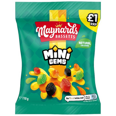Maynards Bassetts Mini Gems Candy 110g (10 x 110g)