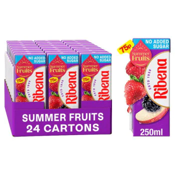 Ribena Summer Fruits No Added Sugar Juice Drink Carton 250ml PMP 75p (24 x 250ml) Ribena Summer Fruits No Added Sugar Juice Drink Carton 250ml PMP 75p (24 x 250ml)