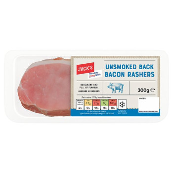 Jack's Unsmoked Back Bacon Rashers 300g (16 x 300g)
