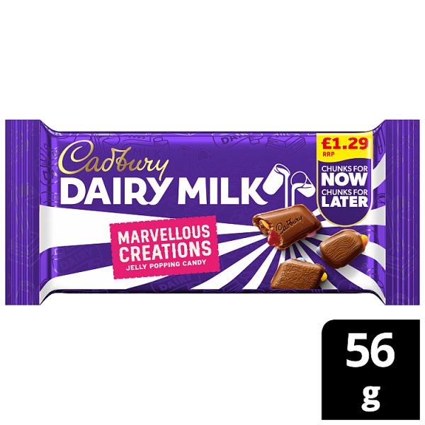 Cadbury Dairy Milk Marvellous Creations Jelly Popping Candy Chocolate 56g (22 x 56g)